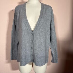Max studio classic academia grey wool blend cardigan sweater